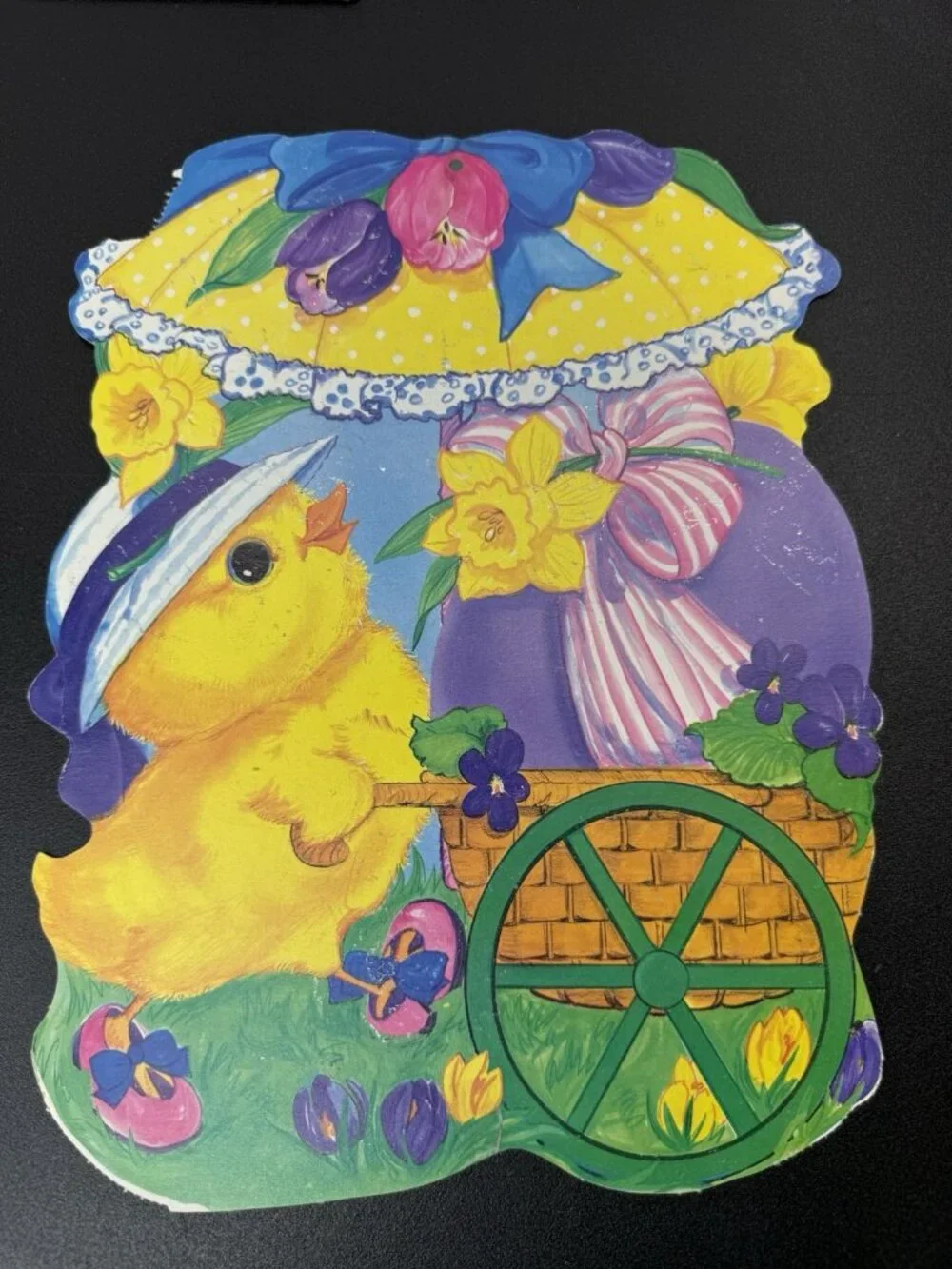 Vintage 3 Easter Spring Bunny Rabbit Chick Die Cut Paper Decorations Cutout